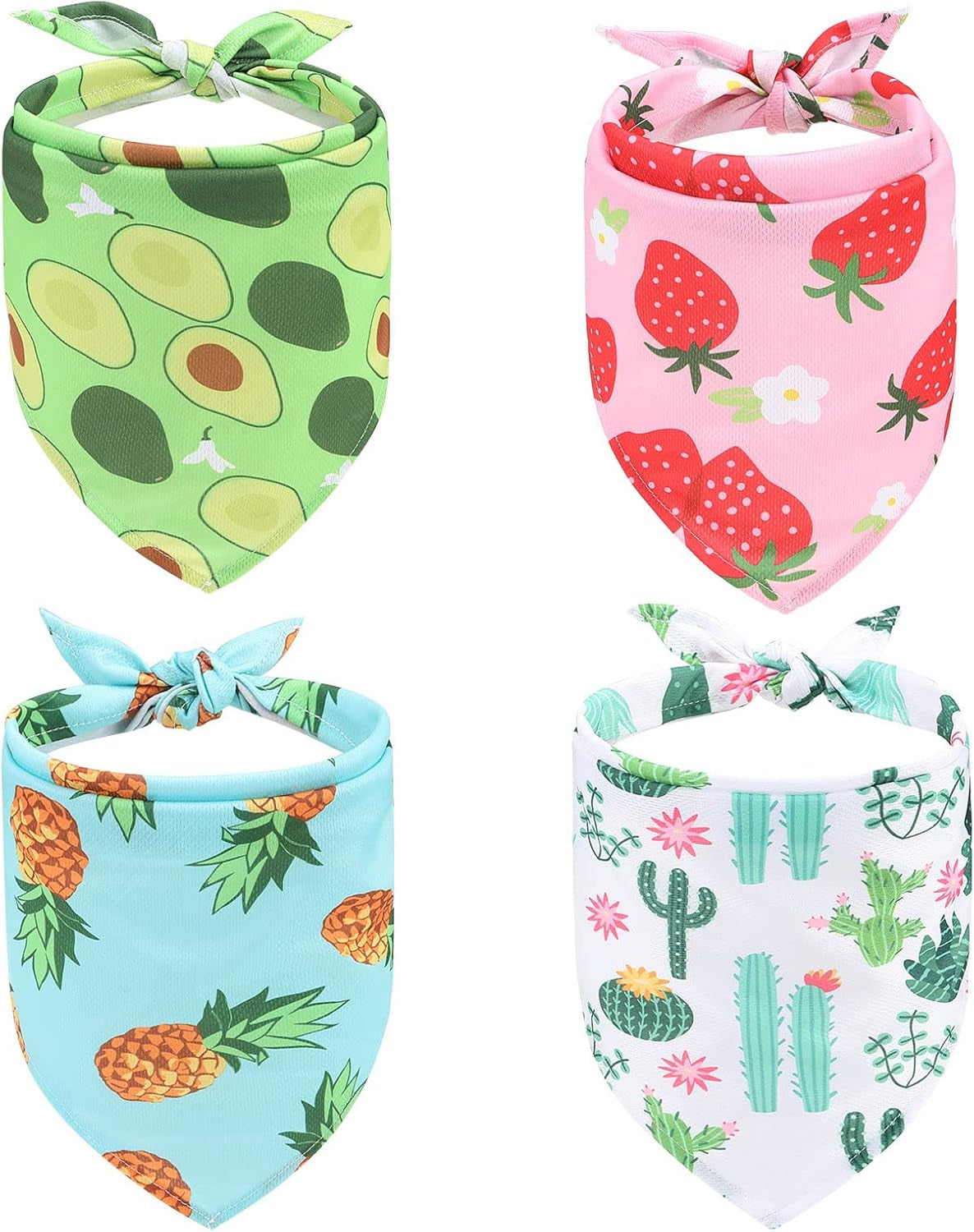 Dog Cooling Bandana - 4 Pack Hawaiian Dog Bandanas, Summer Triangle Scarfs Bibs, Chill Out Cool Pet Bandana Neck Cooler with Cute Fruits Pattern for Puppy Small Medium Large Dogs, Large