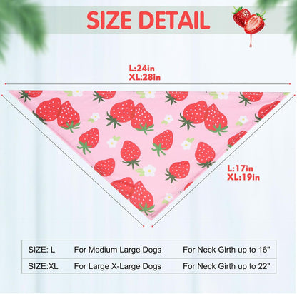 Dog Cooling Bandana - 4 Pack Hawaiian Dog Bandanas, Summer Triangle Scarfs Bibs, Chill Out Cool Pet Bandana Neck Cooler with Cute Fruits Pattern for Puppy Small Medium Large Dogs, Large