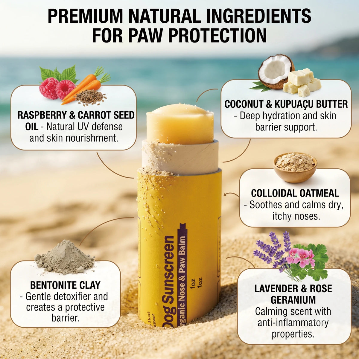 Natural Dog Sunscreen Stick Private Label OEM Gentle Non Irritating Pet Sun Protection Stick Portable UV Shield for Puppies